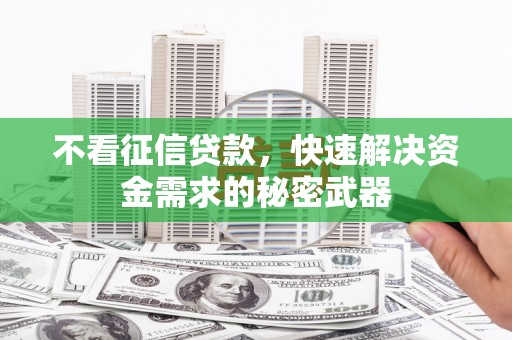 科尔沁左翼中旗不看征信贷款，快速解决资金需求的秘密武器