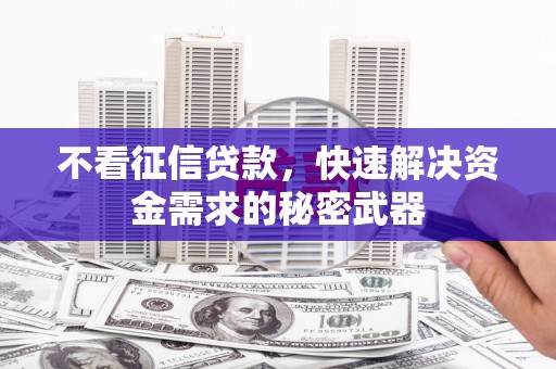 科尔沁左翼中旗不看征信贷款，快速解决资金需求的秘密武器